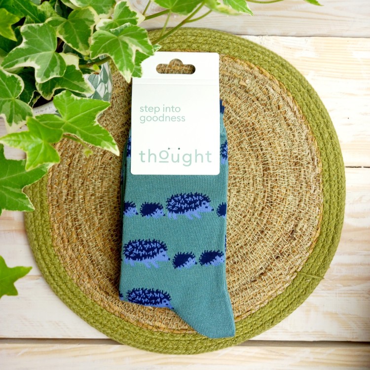 Thought Hadley Women's Bamboo Hedgehog Socks - Eucalyptus Blue