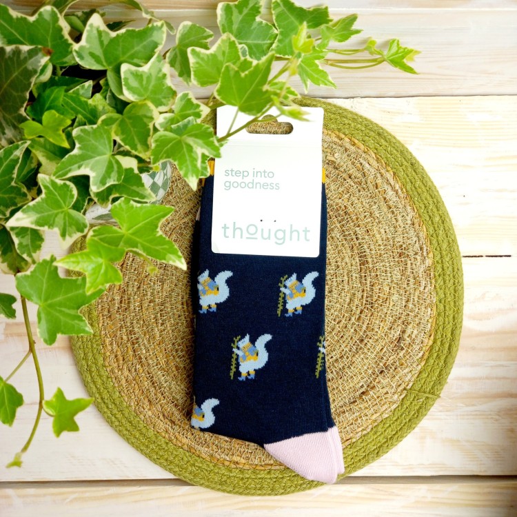 Thought Imena Womans Bamboo Animal Sock - Navy