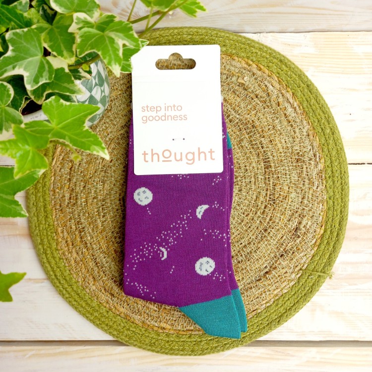 Thought Mona Bamboo Moon Socks - Deep Purple