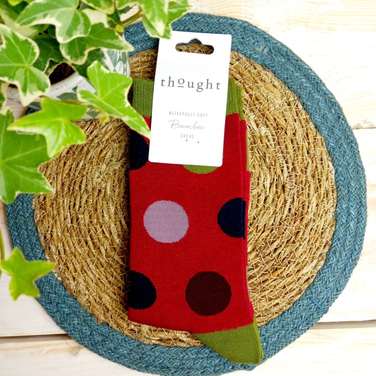 Thought Newton Mens Bamboo Socks- Cranberry