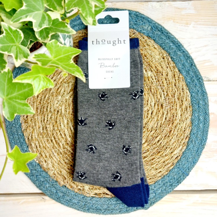Thought Wesley Frog Mens Bamboo Socks- Dark Grey Marle