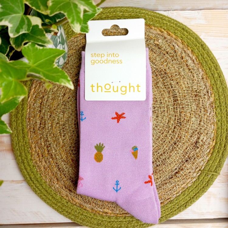 Thought Willa Womens Bamboo Seaside Socks - Dusty Lilac
