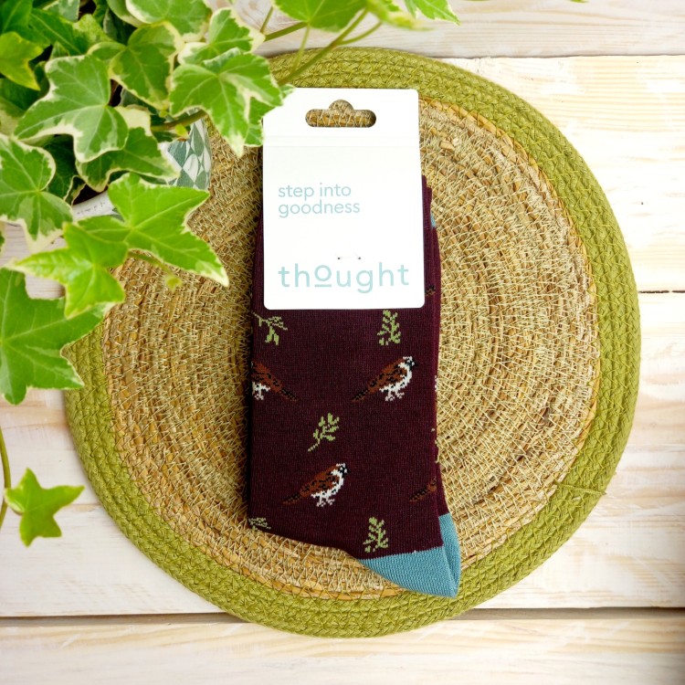 Eden Bamboo Bird Socks- Aubergine Purple