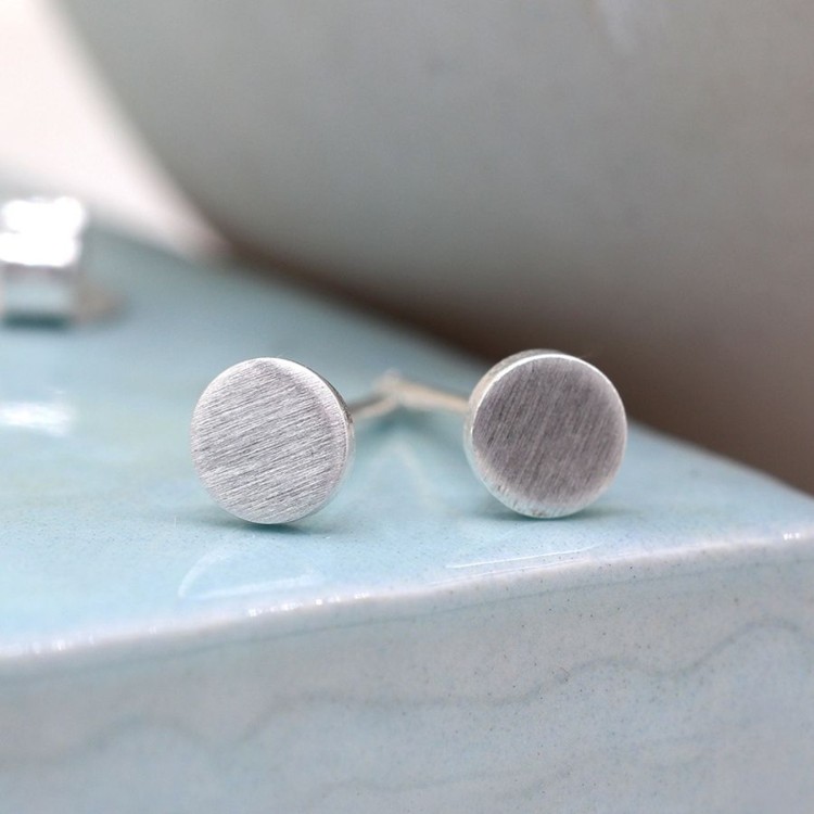 Pom Tiny sterling silver round matt stud earrings
