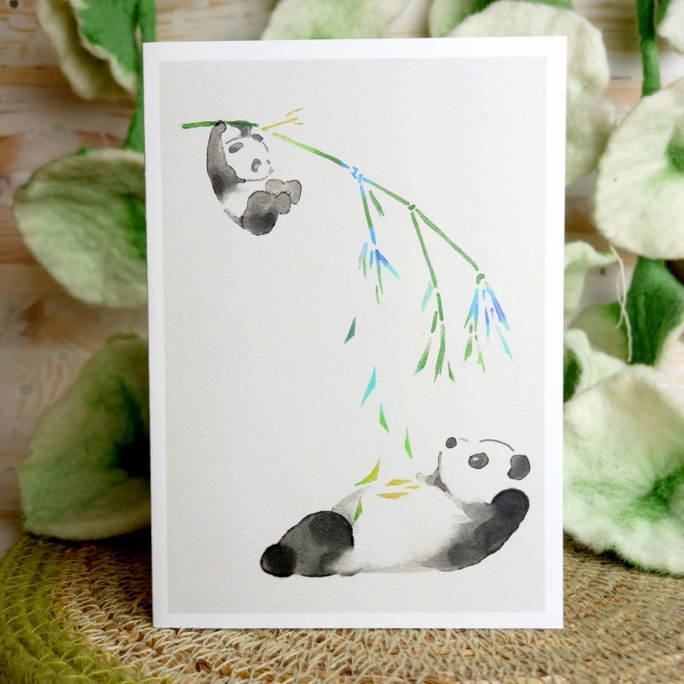 1 Tree Cards Baby Panda Bamboo Swing