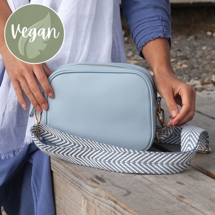 Vegan Leather camera bag with chevron strap